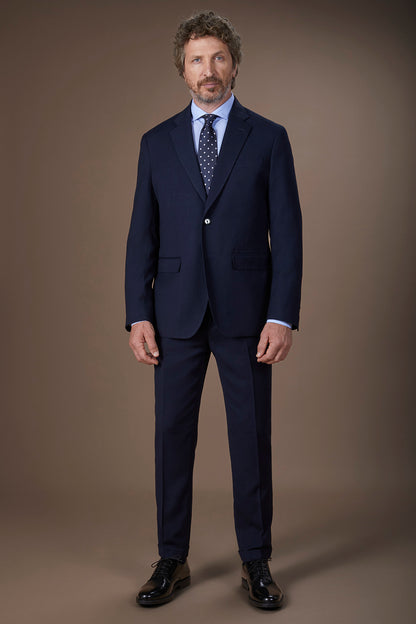 Men's regular fit single-breasted suit in birdseye fabric