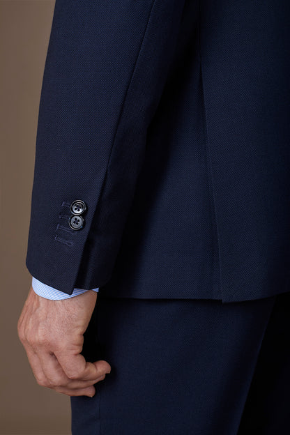 Men's regular fit single-breasted suit in birdseye fabric