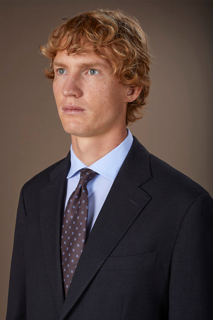 Men's regular fit single-breasted suit in birdseye fabric