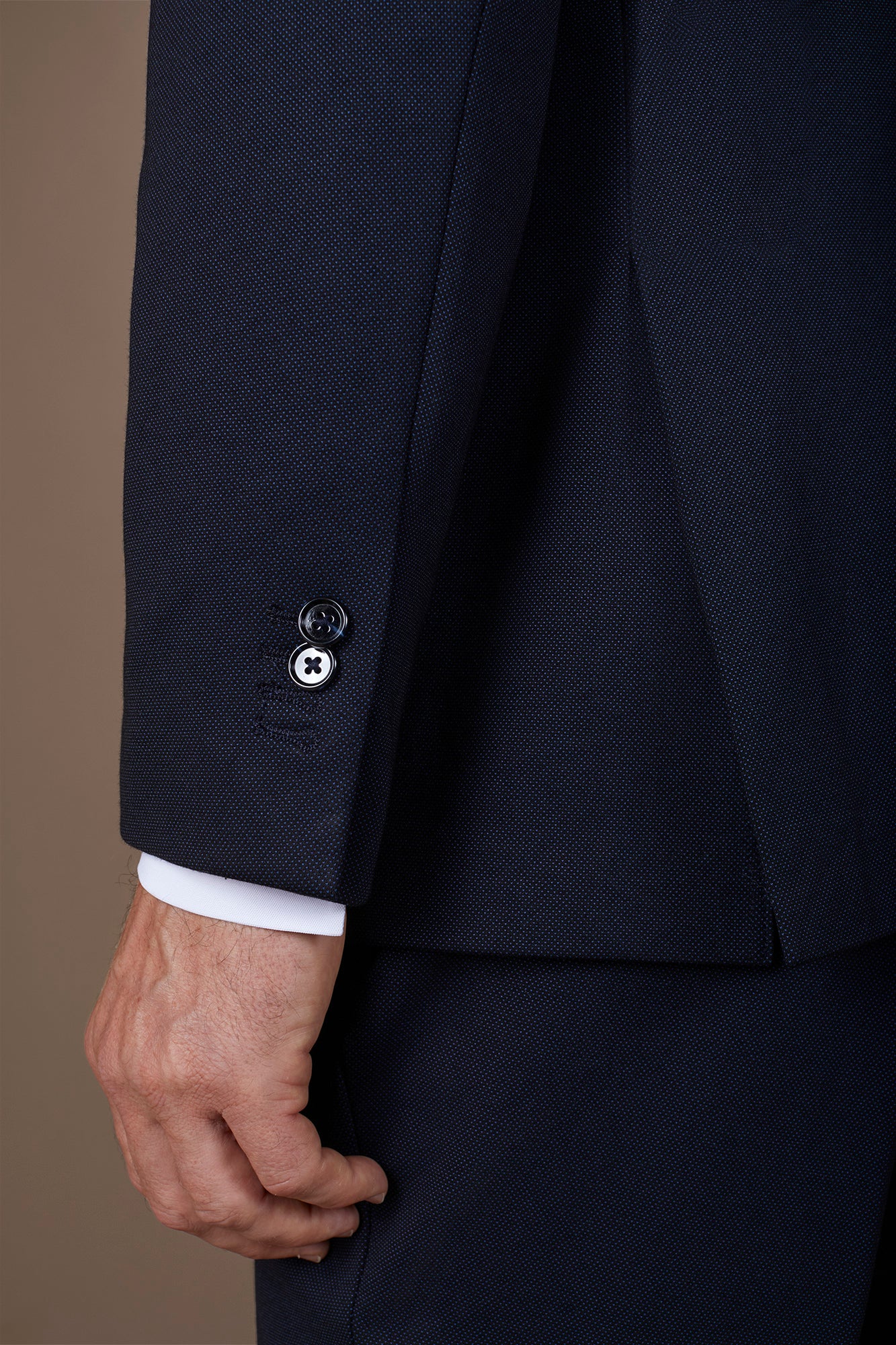 Men's regular fit single-breasted suit in birdseye jersey