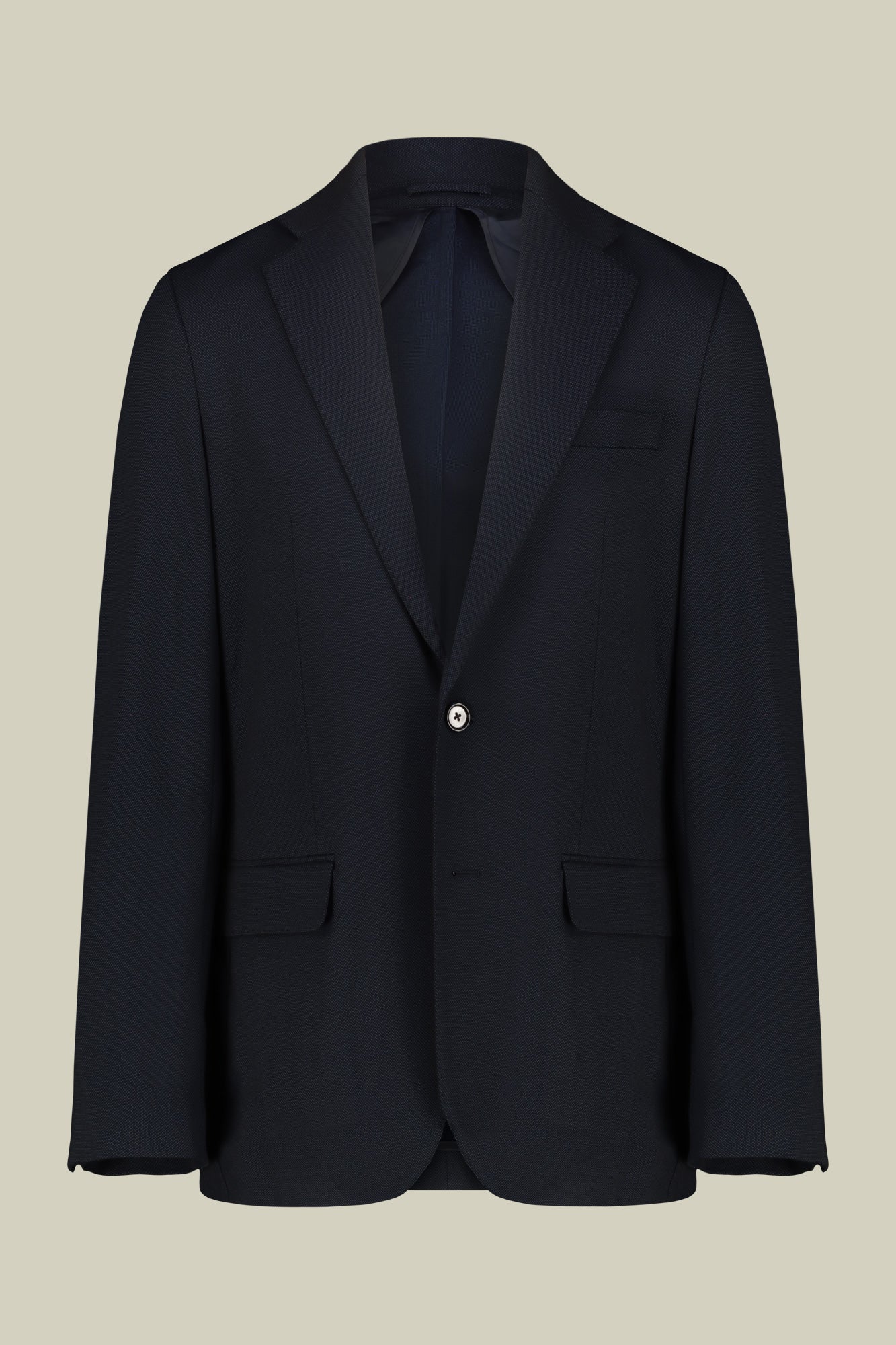 Men's regular fit single-breasted suit in birdseye jersey