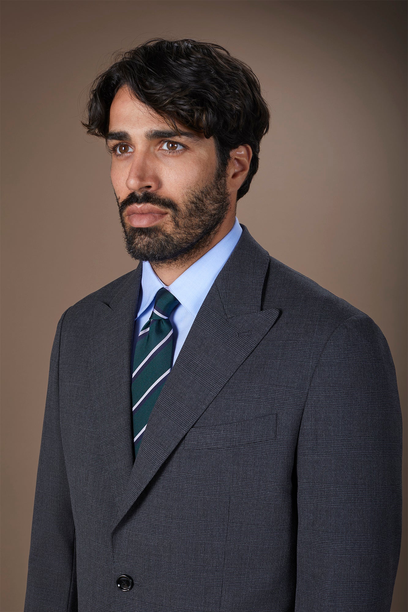 Men's suit with two-button jacket and peak lapel in Prince of Wales check