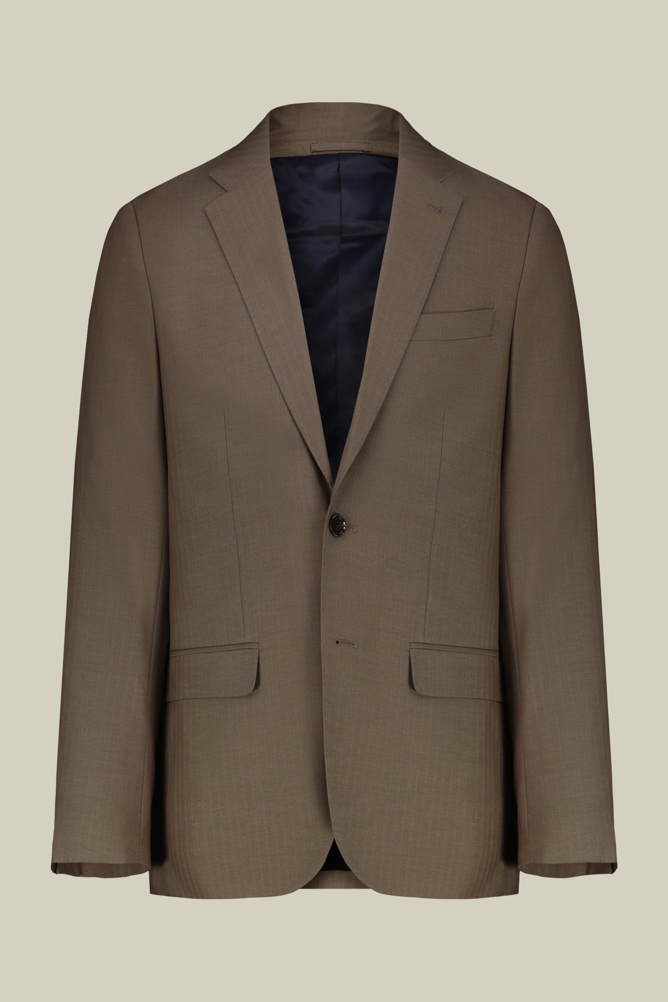Men's single-breasted suit in herringbone fabric