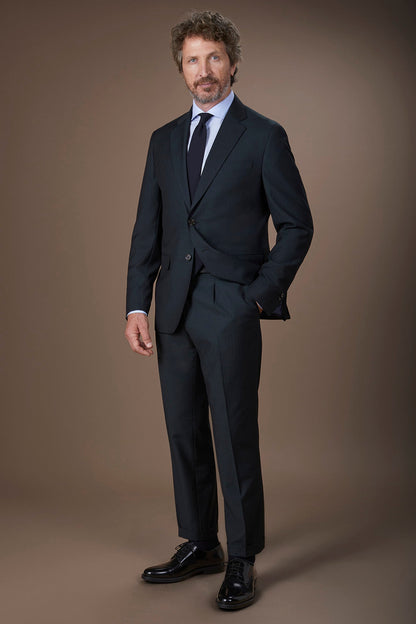 Men's single-breasted suit in herringbone fabric
