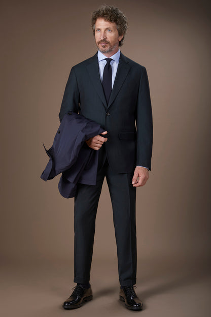 Men's single-breasted suit in herringbone fabric