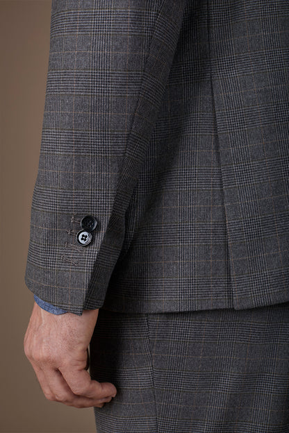 Men's single-breasted suit with two-button jacket and Prince of Wales fabric