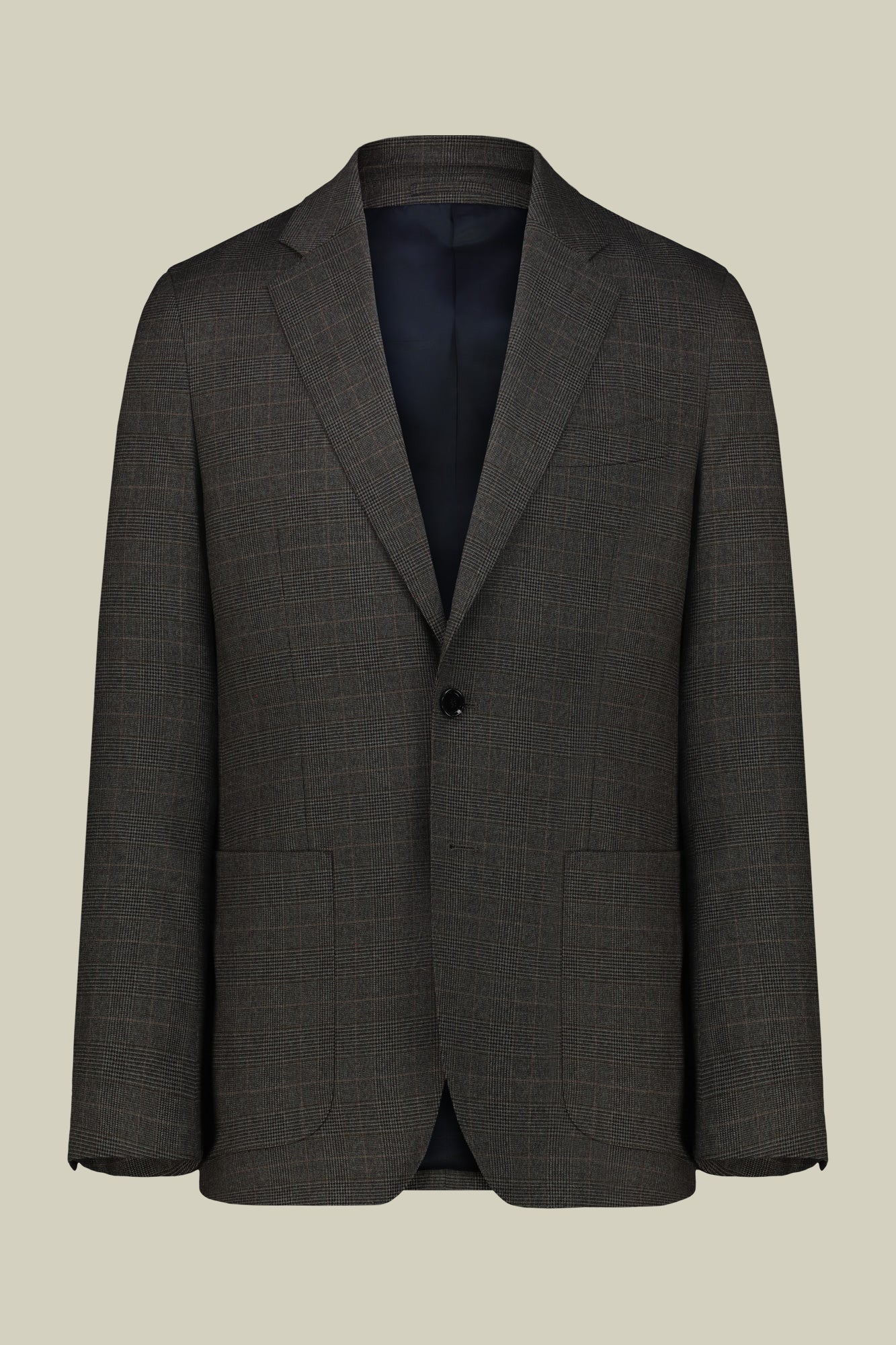 Men's single-breasted suit with two-button jacket and Prince of Wales fabric