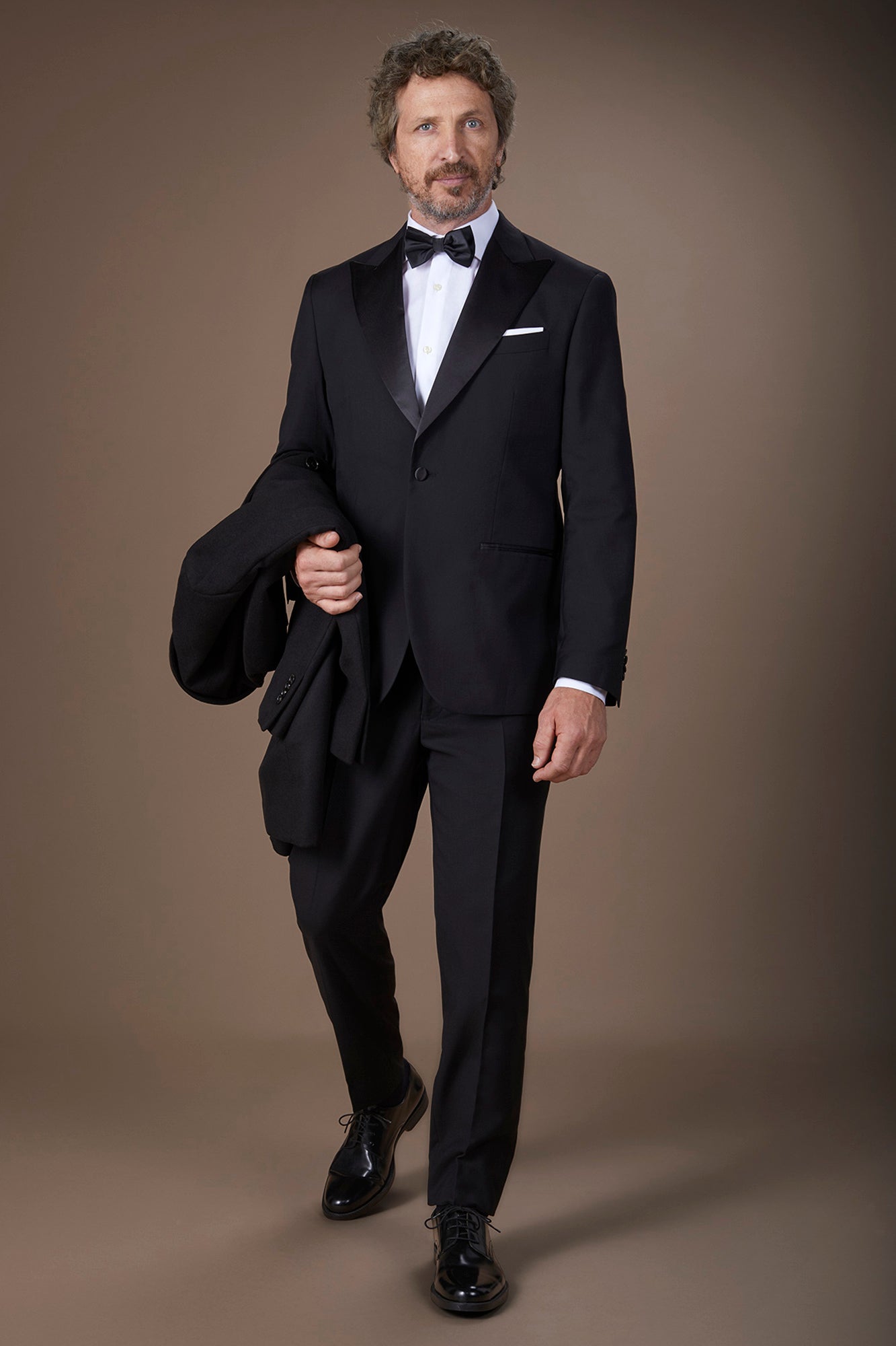 Men's single-breasted smoking jacket in serge twill fabric with regular fit