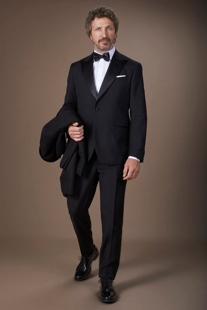 Men's single-breasted smoking jacket in serge twill fabric with regular fit