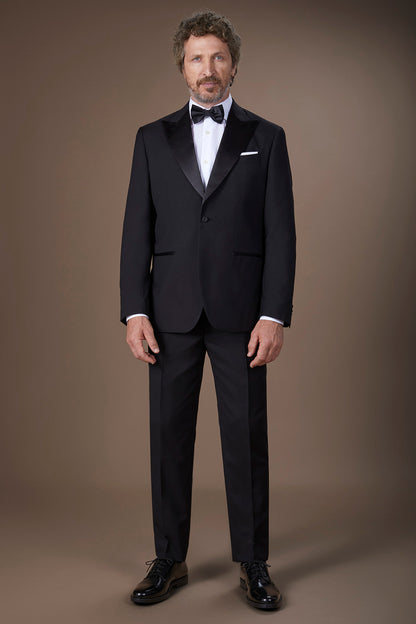 Men's single-breasted smoking jacket in serge twill fabric with regular fit