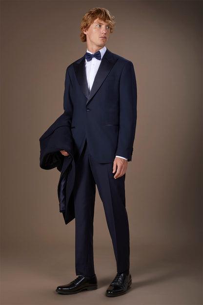 Men's single-breasted smoking jacket in serge twill fabric with regular fit