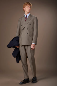Double-breasted men's suit in Herringbone fabric