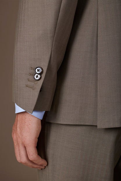 Double-breasted men's suit in Herringbone fabric