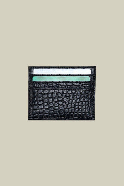 Men's card holder in matt crocodile-effect faux leather