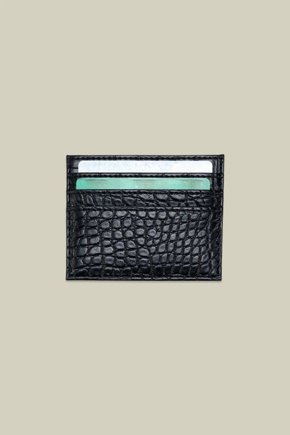 Men's card holder in matt crocodile-effect faux leather