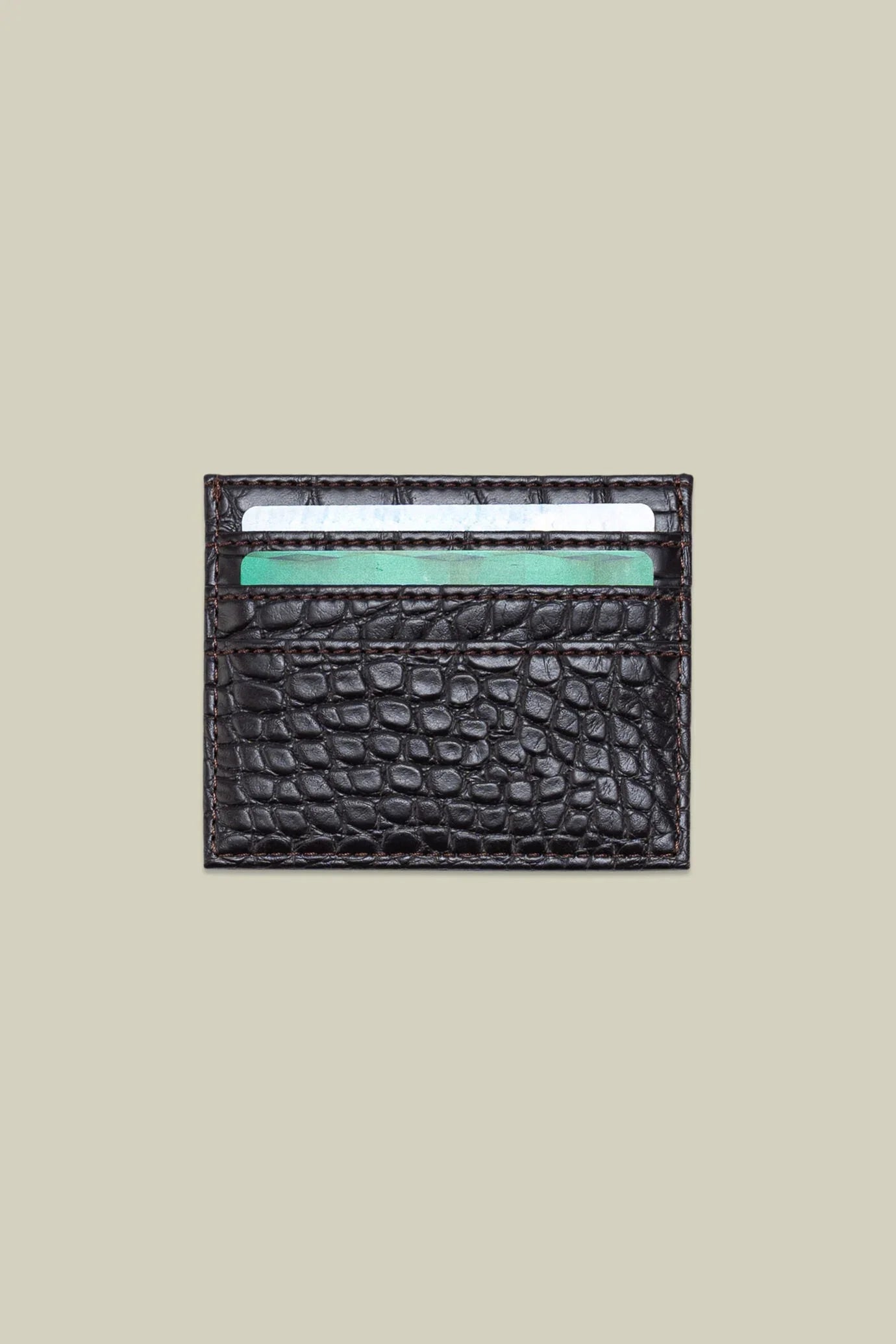 Men's card holder in matt crocodile-effect faux leather