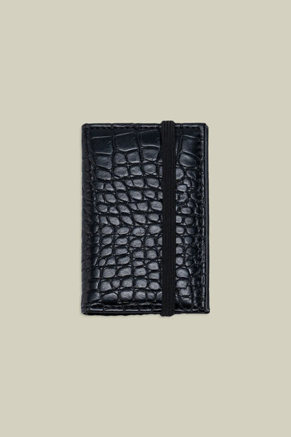 Men's mini wallet in matt crocodile-effect faux leather