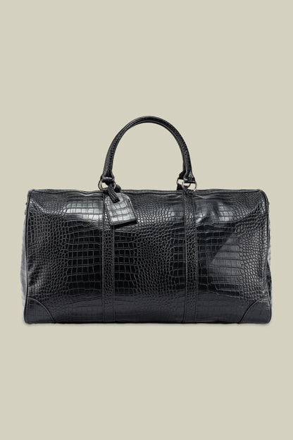 Men's travel bag in matt crocodile-effect faux leather