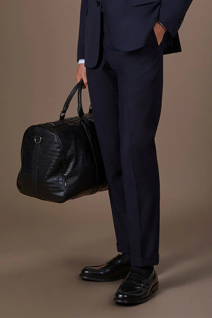 Men's travel bag in matt crocodile-effect faux leather