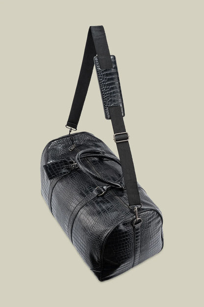 Men's travel bag in matt crocodile-effect faux leather