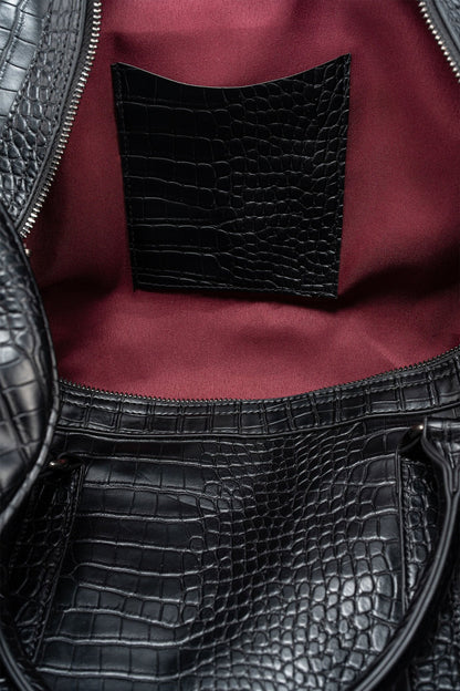 Men's travel bag in matt crocodile-effect faux leather