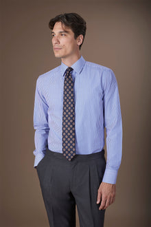 Men's shirt with classic collar in 100% striped cotton