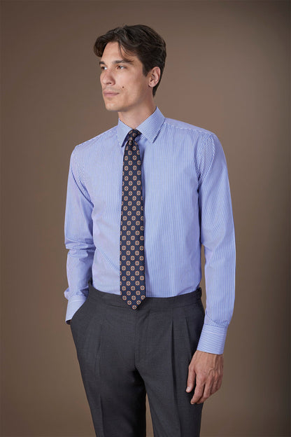 Men's shirt with classic collar in 100% striped cotton