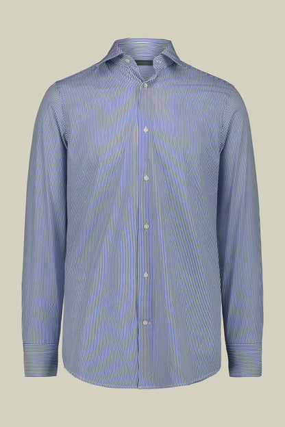 Men's shirt with classic collar in 100% striped cotton