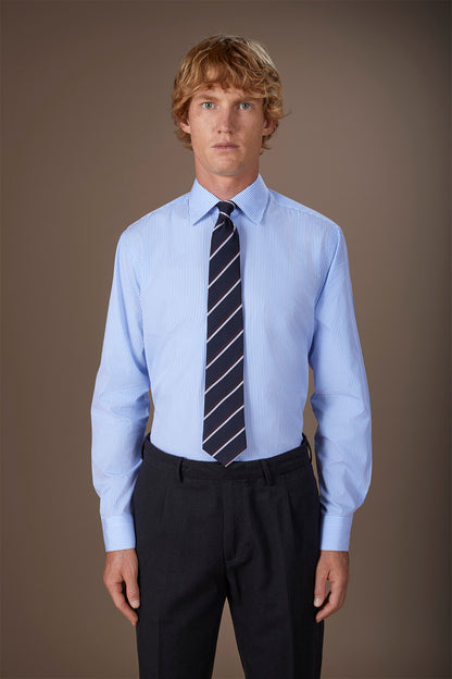 Men's shirt with classic collar in 100% striped cotton