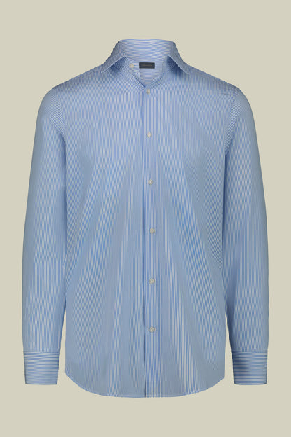 Men's shirt with classic collar in 100% striped cotton