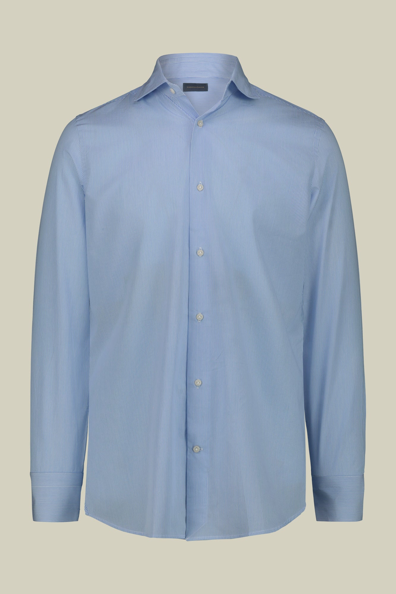 Men's shirt with French collar in 100% yarn-dyed micro-striped cotton fabric