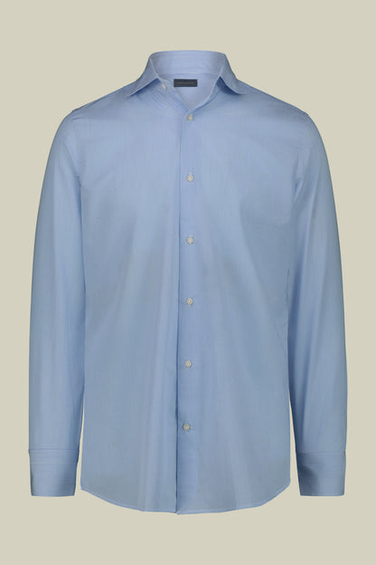 Men's shirt with French collar in 100% yarn-dyed micro-striped cotton fabric