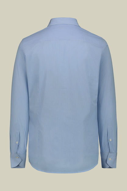 Men's shirt with French collar in 100% yarn-dyed micro-striped cotton fabric
