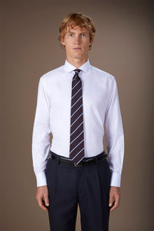 Men's shirt with French collar and 100% cotton herringbone fabric