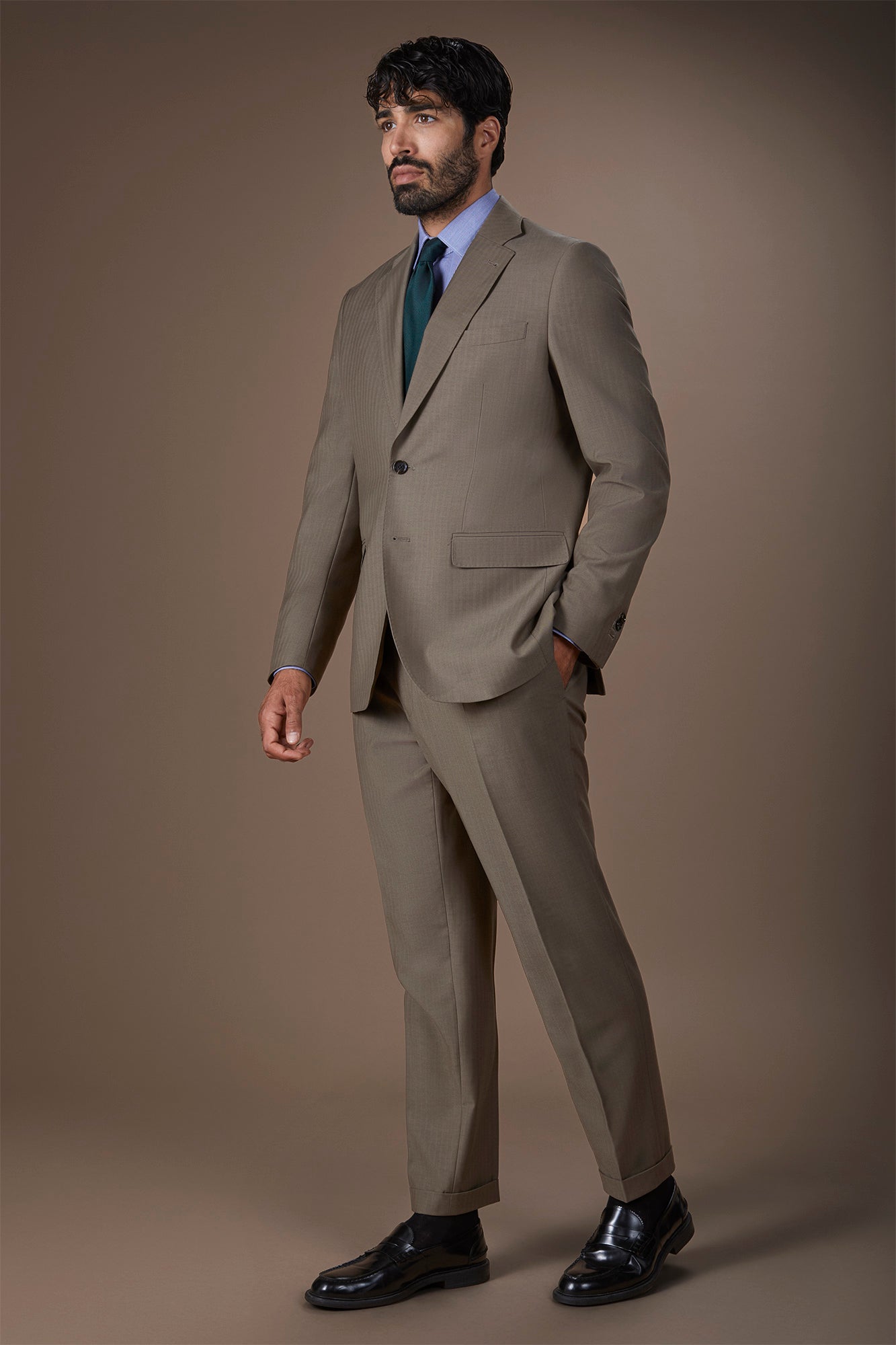 Men's shirt with classic collar in 100% cotton woven micro houndstooth pattern