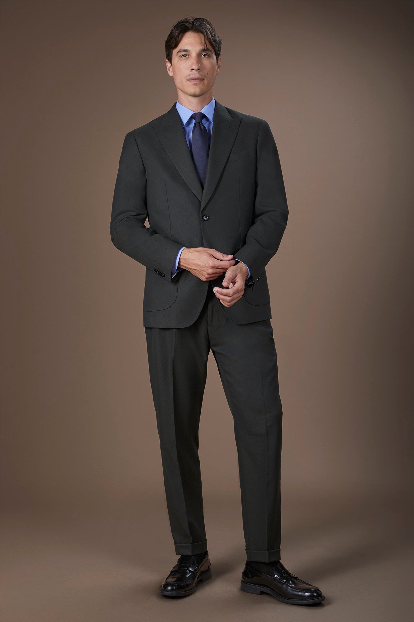 Men's shirt with classic collar in 100% cotton woven micro houndstooth pattern