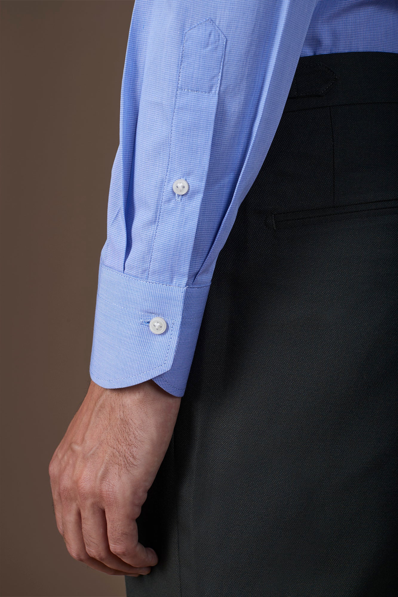Men's shirt with classic collar in 100% cotton woven micro houndstooth pattern