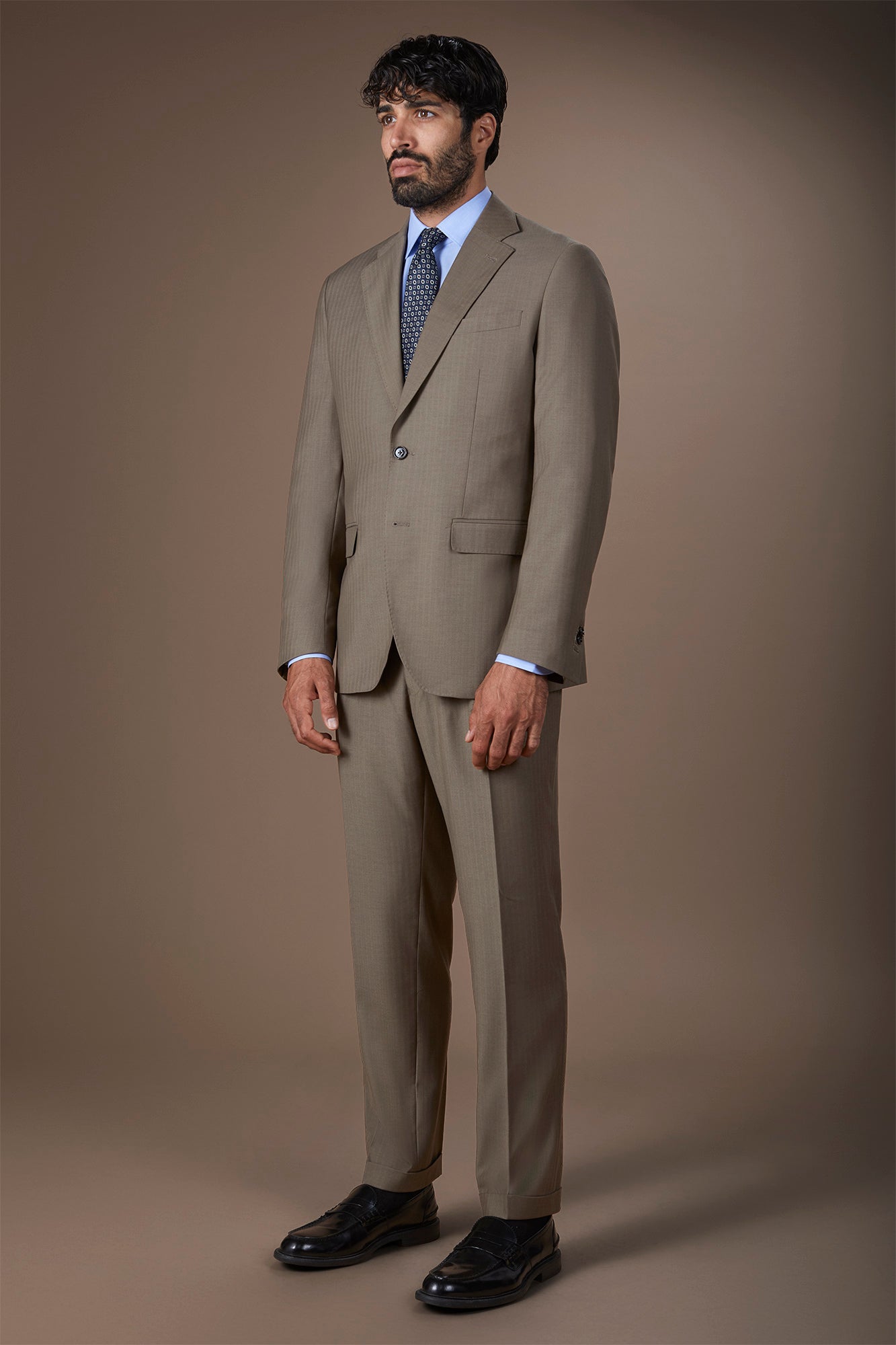Men's shirt with classic collar in 100% cotton woven micro houndstooth pattern