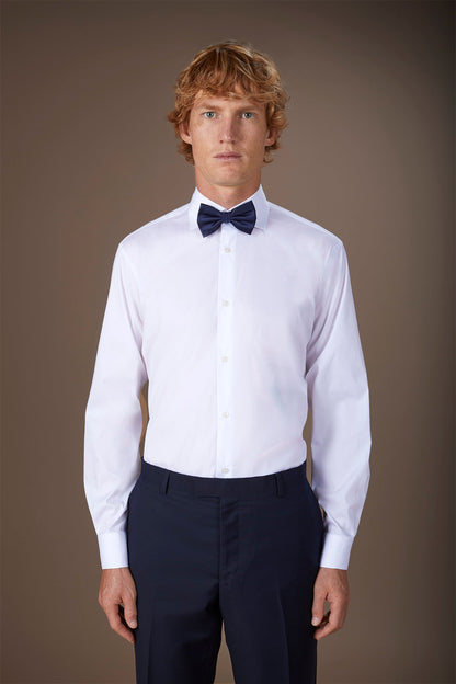 Men's shirt with classic collar in slightly elasticized technical fabric suitable for cufflinks