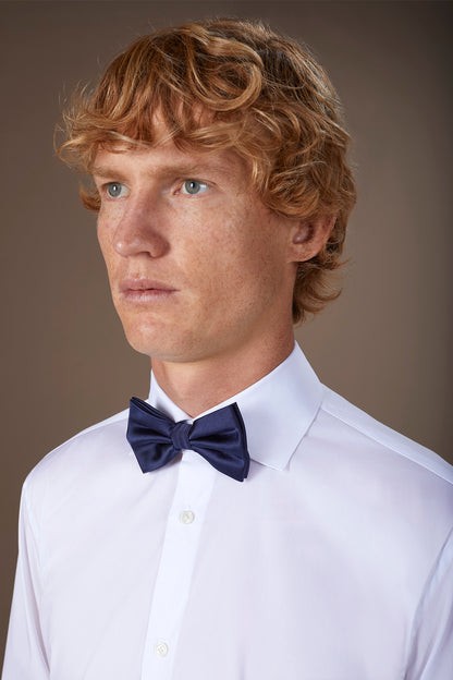 Men's shirt with classic collar in slightly elasticized technical fabric suitable for cufflinks