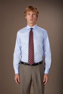 Men's shirt with classic collar in slightly elasticized technical fabric suitable for cufflinks