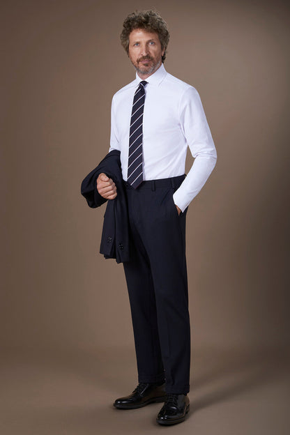 Men's stretch shirt with classic collar in Oxford fabric