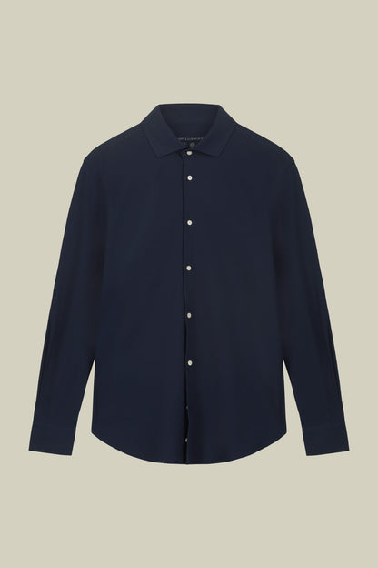 Men's stretch shirt with classic collar in Oxford fabric