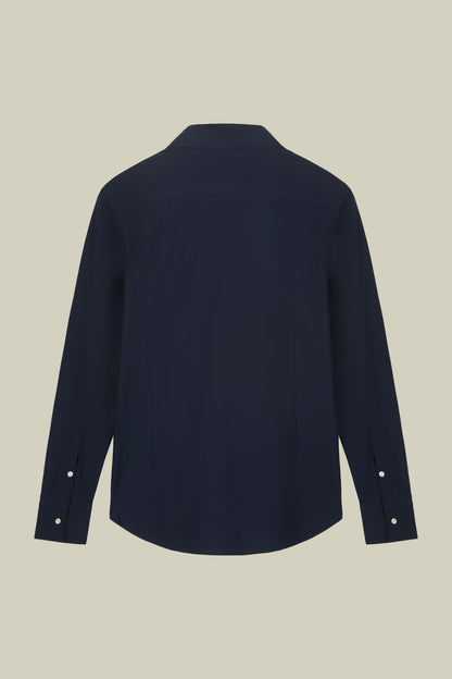 Men's stretch shirt with classic collar in Oxford fabric