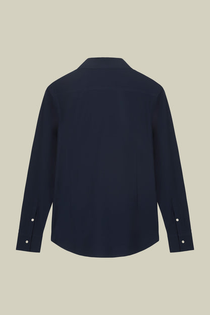 Men's stretch shirt with classic collar in Oxford fabric