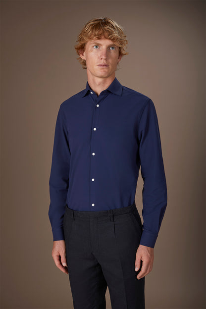 Men's stretch shirt with classic collar in Oxford fabric