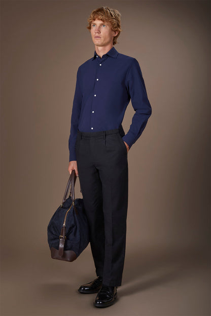 Men's stretch shirt with classic collar in Oxford fabric