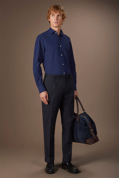 Men's stretch shirt with classic collar in Oxford fabric