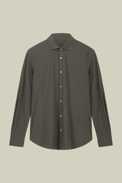 Men's stretch shirt with classic collar in Oxford fabric