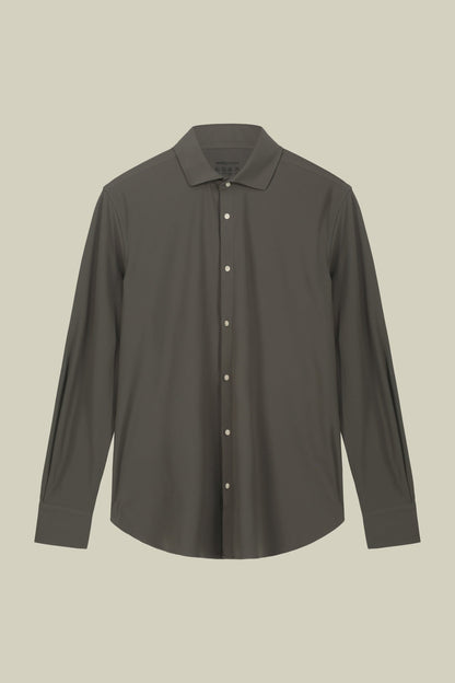 Men's stretch shirt with classic collar in Oxford fabric
